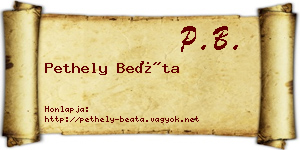 Pethely Beáta névjegykártya